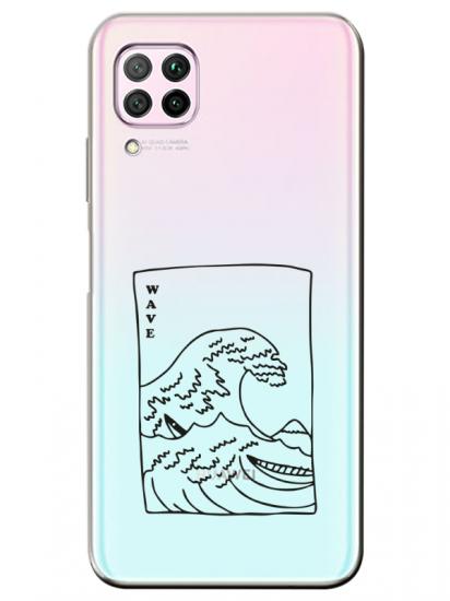 Huawei P40 Lite Kanagawa Wave Şeffaf Telefon Kılıfı