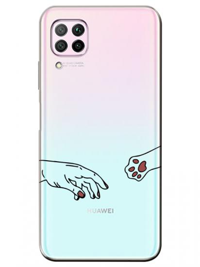 Huawei P40 Lite Hand And Paw Şeffaf Telefon Kılıfı