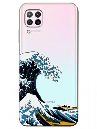 Huawei P40 Lite Kanagawa Şeffaf Telefon Kılıfı