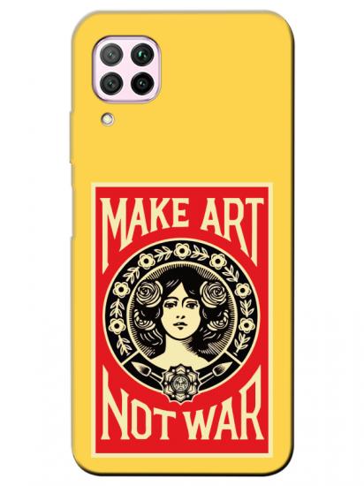 Huawei P40 Lite Make Art Not War Sarı Telefon Kılıfı