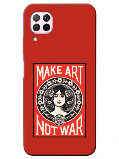 Huawei P40 Lite Make Art Not War Kırmızı Telefon Kılıfı