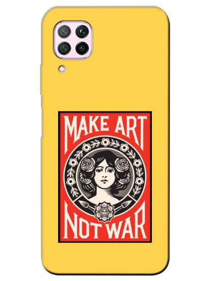 Huawei P40 Lite Make Art Not War Sarı Telefon Kılıfı