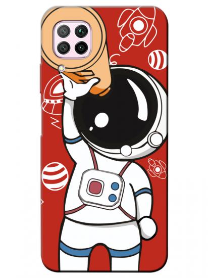 Huawei P40 Lite Astronot Kırmızı Telefon Kılıfı