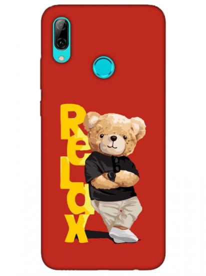 Huawei P Smart 2019 Teddy Bear Relax Kırmızı Telefon Kılıfı