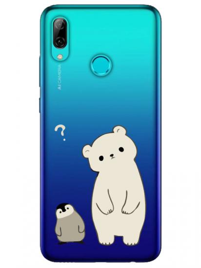 Huawei P Smart 2019 Penguen Ve Ayıcık Şeffaf Telefon Kılıfı