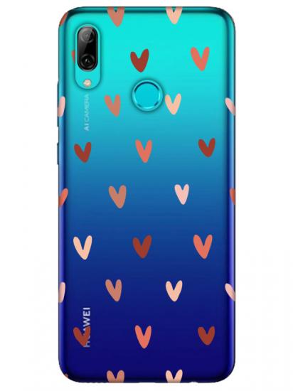 Huawei P Smart 2019 Kalp Desen Şeffaf Telefon Kılıfı