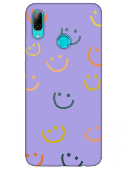 Huawei P Smart 2019 Emoji Gülen Yüz Lila Telefon Kılıfı