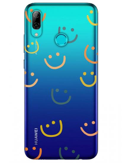 Huawei P Smart 2019 Emoji Gülen Yüz Şeffaf Telefon Kılıfı