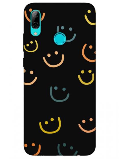 Huawei P Smart 2019 Emoji Gülen Yüz Siyah Telefon Kılıfı