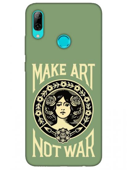 Huawei P Smart 2019 Make Art Not War Yeşil Telefon Kılıfı