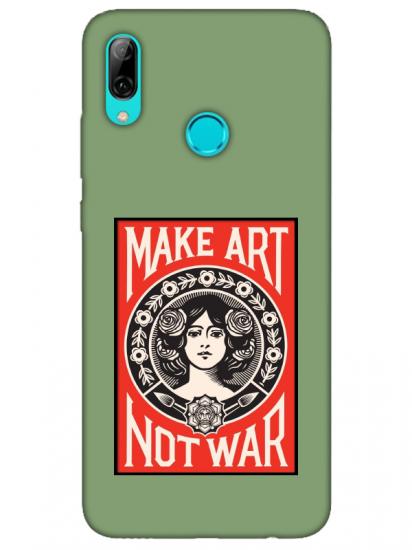 Huawei P Smart 2019 Make Art Not War Yeşil Telefon Kılıfı