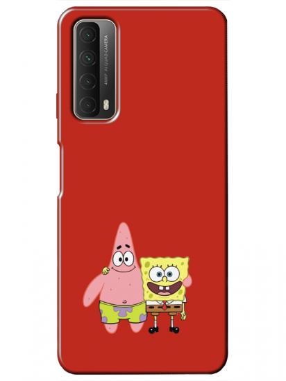 Huawei P Smart 2021 Sünger Bob Ve Patrickstar Kırmızı Telefon Kılıfı