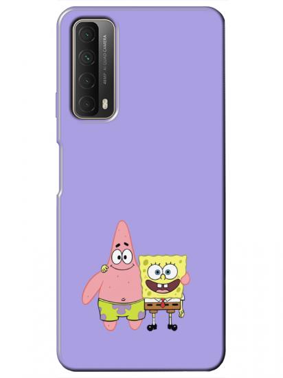 Huawei P Smart 2021 Sünger Bob Ve Patrickstar Lila Telefon Kılıfı