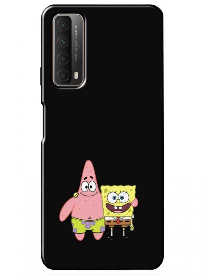 Huawei P Smart 2021 Sünger Bob Ve Patrickstar Siyah Telefon Kılıfı