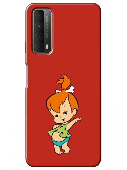 Huawei P Smart 2021 Taş Devri Kız Bebek Kırmızı Telefon Kılıfı