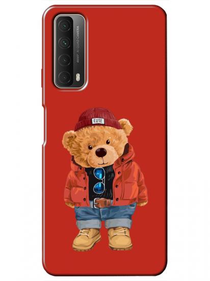 Huawei P Smart 2021 Teddy Bear Kırmızı Telefon Kılıfı