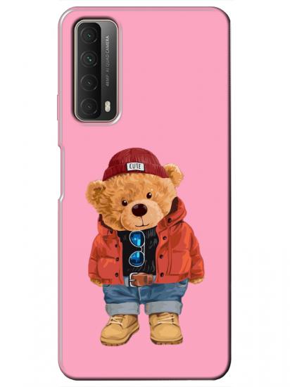 Huawei P Smart 2021 Teddy Bear Pembe Telefon Kılıfı