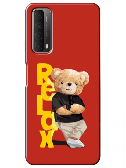 Huawei P Smart 2021 Teddy Bear Relax Kırmızı Telefon Kılıfı