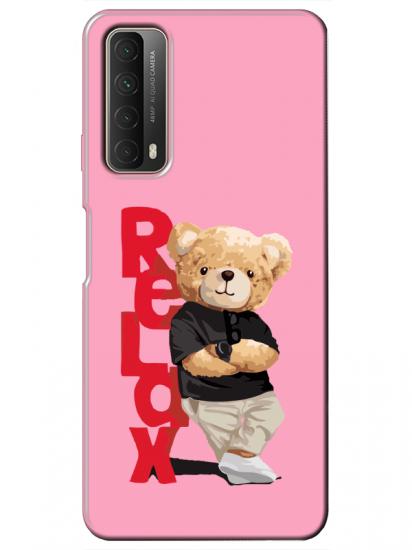 Huawei P Smart 2021 Teddy Bear Relax Pembe Telefon Kılıfı