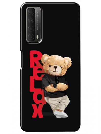 Huawei P Smart 2021 Teddy Bear Relax Siyah Telefon Kılıfı