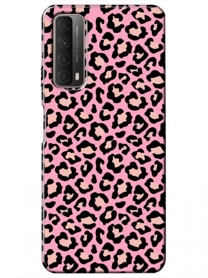 Huawei P Smart 2021 Leopar Desenli Pembe Telefon Kılıfı