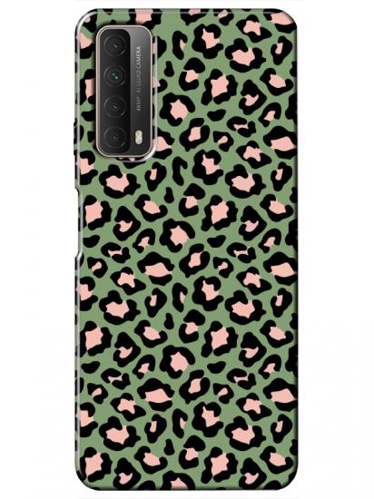 Huawei P Smart 2021 Leopar Desenli Yeşil Telefon Kılıfı