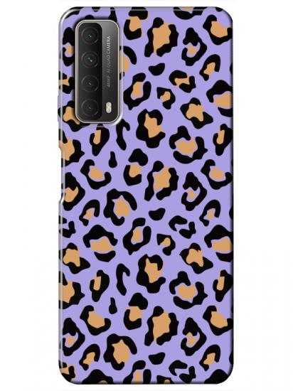 Huawei P Smart 2021 Leopar Desenli Lila Telefon Kılıfı