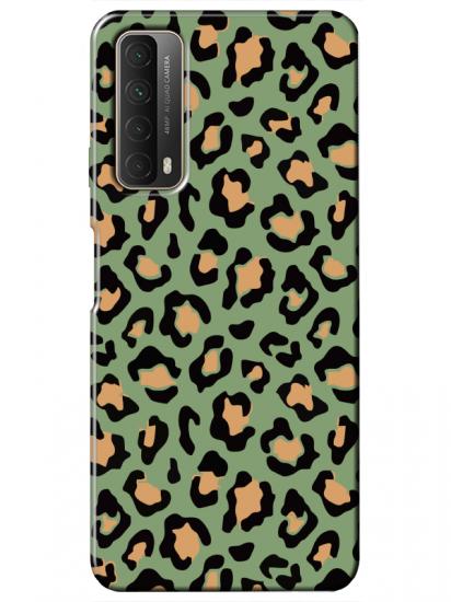 Huawei P Smart 2021 Leopar Desenli Yeşil Telefon Kılıfı