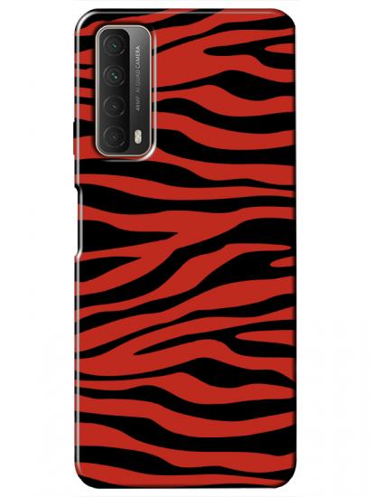 Huawei P Smart 2021 Zebra Desen Kırmızı Telefon Kılıfı