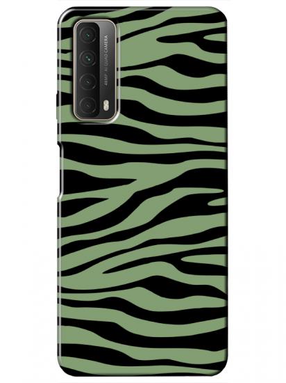 Huawei P Smart 2021 Zebra Desen Yeşil Telefon Kılıfı