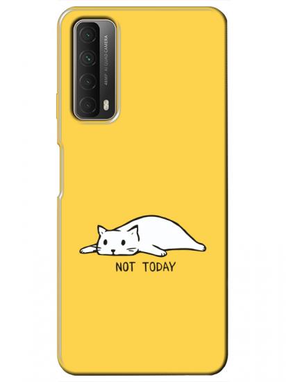 Huawei P Smart 2021 Not Today Kedi Sarı Telefon Kılıfı