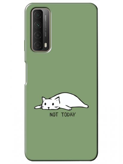 Huawei P Smart 2021 Not Today Kedi Yeşil Telefon Kılıfı