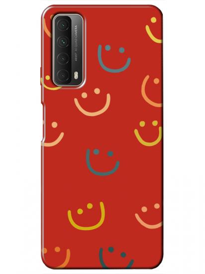 Huawei P Smart 2021 Emoji Gülen Yüz Kırmızı Telefon Kılıfı