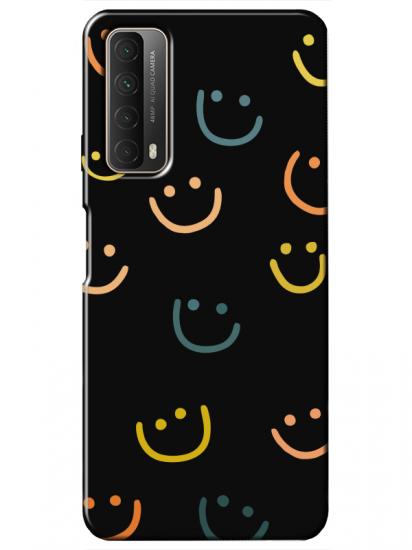 Huawei P Smart 2021 Emoji Gülen Yüz Siyah Telefon Kılıfı