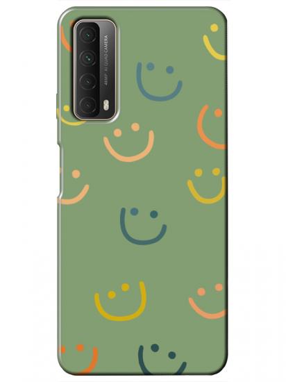 Huawei P Smart 2021 Emoji Gülen Yüz Yeşil Telefon Kılıfı