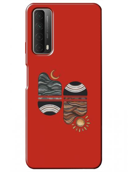 Huawei P Smart 2021 Sunset Wave Kırmızı Telefon Kılıfı