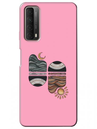 Huawei P Smart 2021 Sunset Wave Pembe Telefon Kılıfı