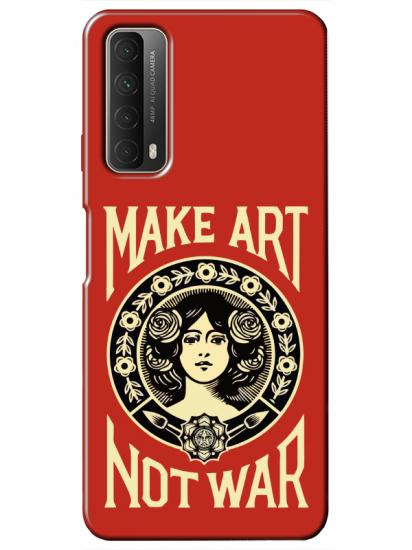 Huawei P Smart 2021 Make Art Not War Kırmızı Telefon Kılıfı