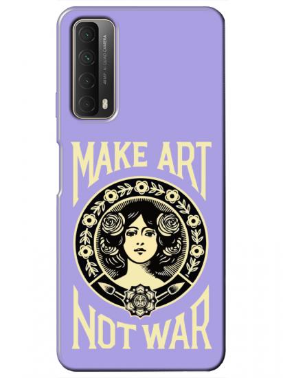 Huawei P Smart 2021 Make Art Not War Lila Telefon Kılıfı