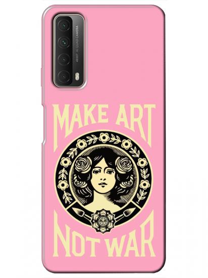 Huawei P Smart 2021 Make Art Not War Pembe Telefon Kılıfı