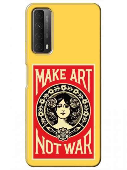 Huawei P Smart 2021 Make Art Not War Sarı Telefon Kılıfı