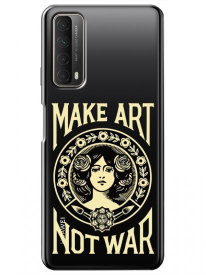 Huawei P Smart 2021 Make Art Not War Şeffaf Telefon Kılıfı