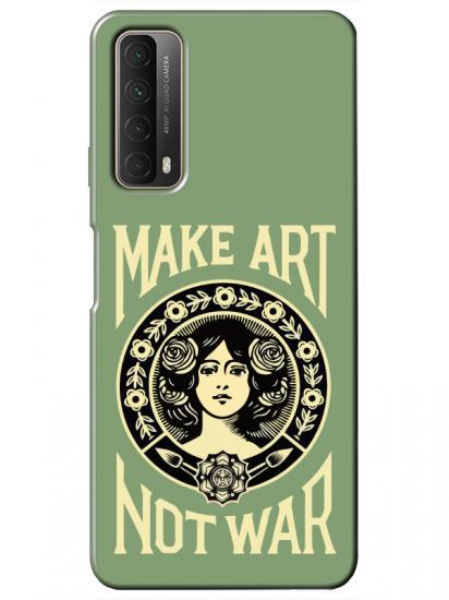 Huawei P Smart 2021 Make Art Not War Yeşil Telefon Kılıfı