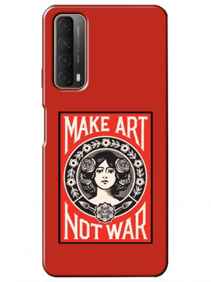 Huawei P Smart 2021 Make Art Not War Kırmızı Telefon Kılıfı