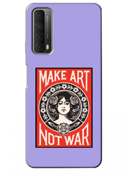 Huawei P Smart 2021 Make Art Not War Lila Telefon Kılıfı