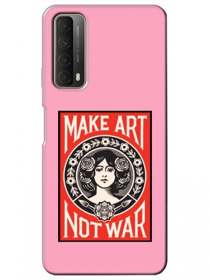 Huawei P Smart 2021 Make Art Not War Pembe Telefon Kılıfı