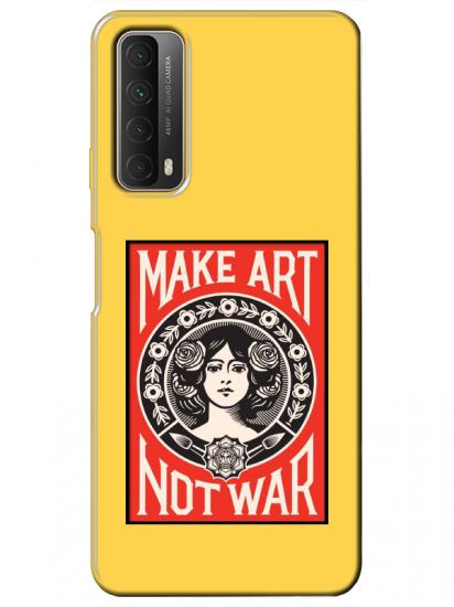 Huawei P Smart 2021 Make Art Not War Sarı Telefon Kılıfı