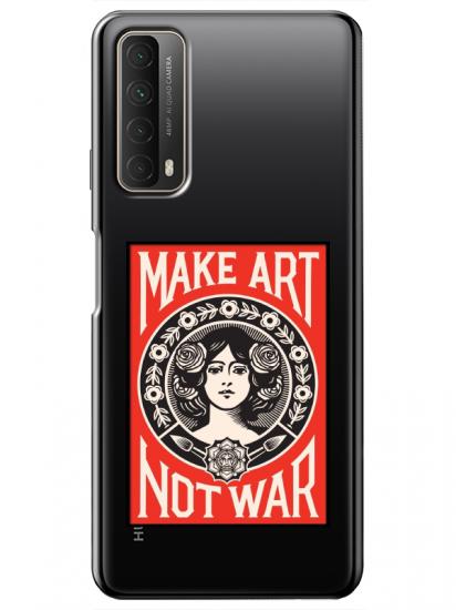 Huawei P Smart 2021 Make Art Not War Şeffaf Telefon Kılıfı