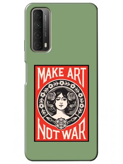 Huawei P Smart 2021 Make Art Not War Yeşil Telefon Kılıfı