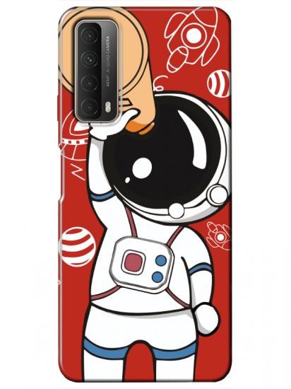 Huawei P Smart 2021 Astronot Kırmızı Telefon Kılıfı